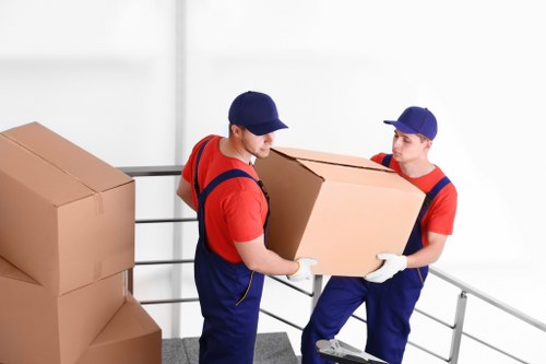 House removal team planning a move in a Mayfair townhouse